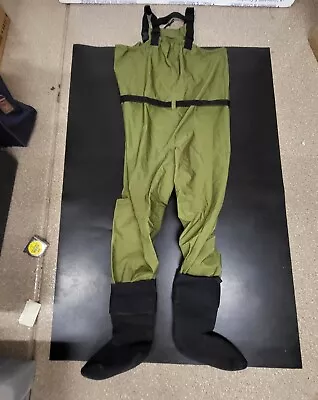 White River Fly Shop Stocking-Foot Size 11 Chest Fly Fishing Waders Green -Large • $50