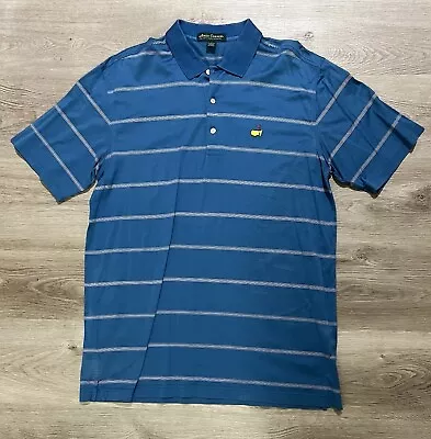 Amen Corner Masters Golf Polo Adult Large L Light Blue Striped Plaid Two Ply • $14.75