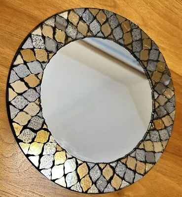 Silver And Gold Mosaic Mirror 10”  • $16