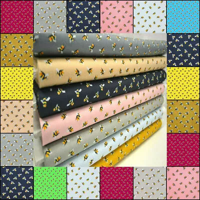 £1 • Buy 100% Cotton Fabric Bumble Bee Buzzy Bumblebee Insect 140cm Wide Masks Quilting