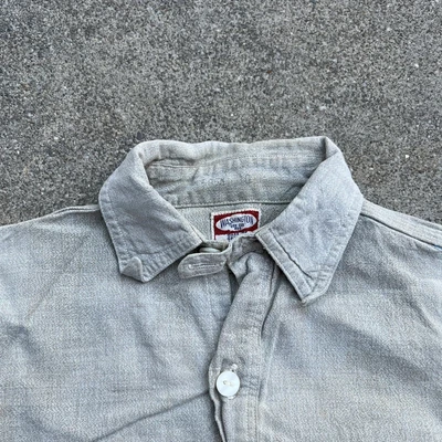 $129 • Buy Vintage Chambray Chin Strap Denim Kids Work Shirt Washington Dee Cee 1930s 40s 