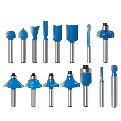 15Pcs Router Bits Set 1/4-Inch Shank Tungsten Carbide Wood Router Bits For DIY • $15.99