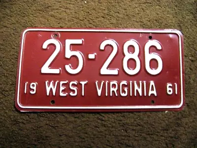 1961 West Virginia License Plate • $10.49