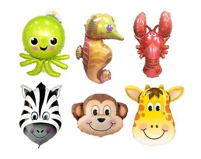 £2.59 • Buy Animal Heads Safari Jungle Farm Pet Birthday Party Helium Foil Balloon