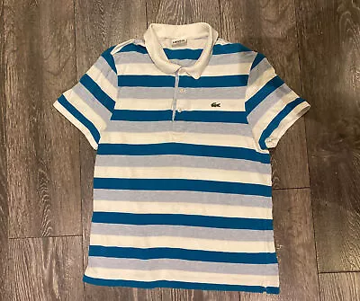 Lacoste Striped Polo Shirt Size 6 Fits Men’s XS-S Slim Fit Genuine Designer • £17.99