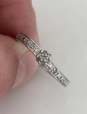 $1.24 • Buy Solid Silver Diamond Ring, 925