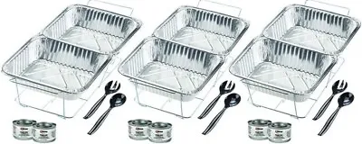 Sterno 24-Piece Disposable Party Set Buffet Serving Set Catering Chafers Silver • £14.48