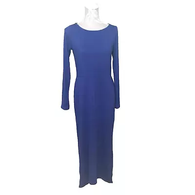 Uniqlo Women Velvet Heattech Maxi Lounge Dress Size S Blue Jersey Long Sleeve • £24.99