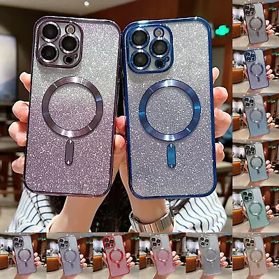 $4.98 • Buy For IPhone 14 13 12 11 Pro Max XS Max XR Glitter Mag Safe TPU Plating Case Cover