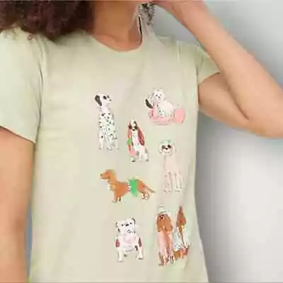 J. CREW Top Womens Large T-shirt Graphic Summer Dog Scenes Short Sleeves New • $25.99