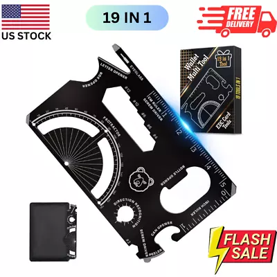 19 In 1 Multitool Wallet EDC Card Stainless Steel Lightweight Black • $12.18