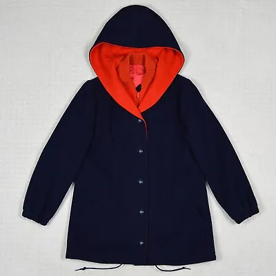 Vintage Mackintosh Vest Coat Womens 6 Navy Blue 100% Wool Hooded Union Made USA • $49.99