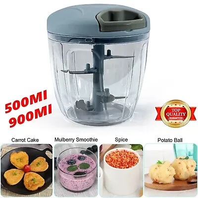 Pull String Hand Chopper Manual Food Processor To Slice Kitchen Tool 900ml • £6.65