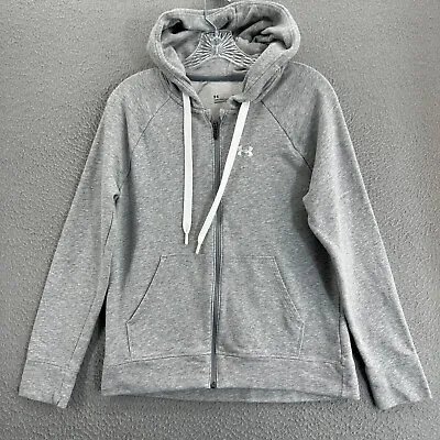 Under Armour Hoodie Mens Small Gray Zip Up Hooded Sweatshirt Loose Logo Sweater • $16.70