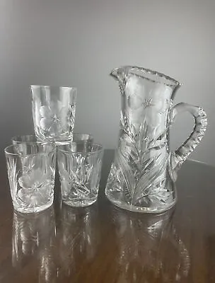 $225 • Buy Antique TUTHILL Pitcher And Tumbler Set ABP Cut Crystal C.1910