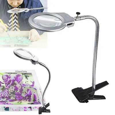 $13.69 • Buy LED Large Lens Lighted Lamp Top Desk Magnifier Magnifying Glass With Clamp #ZYL