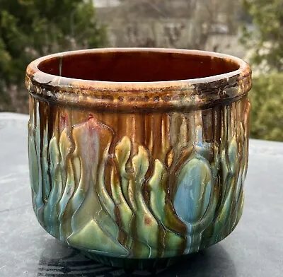 Antique Brush McCoy Art Pottery Jardiniere Blended Glaze Jewel Tone Planter • $139.95