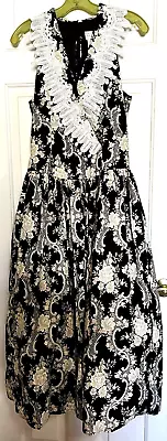 VTG Scott McClintock - Floral/Lace Summer Dress USA - Black Tulle Slip - Size 6 • $31