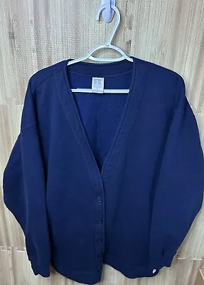 VINTAGE Russell Athletic Cardigan Sweater Mens Adult L Blue USA Varsity • $18.69