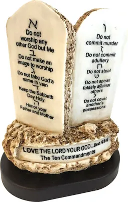 Moses Ten (10) Commandments Tablets Or Decalogue - Resin On Wooden Base 6.5 In • $31.64