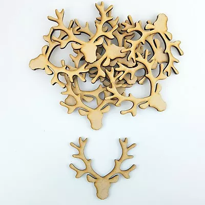 12x Wooden MDF Christmas Reindeer Head Shape Craft Blank Tag Xmas Gift Deer Pack • £3.99