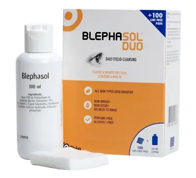 Thea Blephasol Duo 100ml Lotion + 100 Pads - Eyelid Clean - Optician Recommended • £12.99