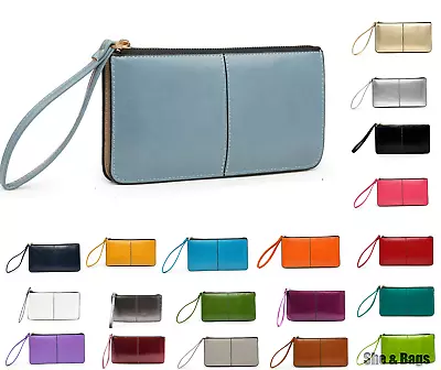 Womens Zip MultipocketDesign Handbag Case Purse Wallet Pouch Wristlet Bag • £9.99