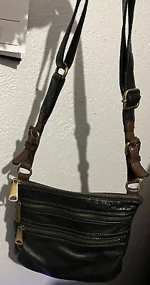 FOSSIL Multi Compartment Leather Organizer MG  Messenger Crossbody Bag • $41.99