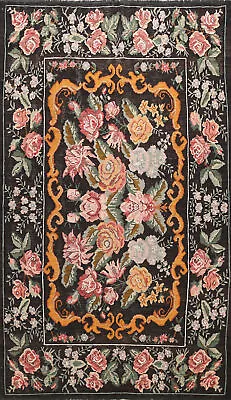 Vintage Floral Kilim Oriental Reversible Rug 7x10 Wool Hand-woven Hand-made Rug • $724