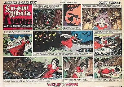 SNOW WHITE Sunday #4- Full Page - Jan 23 1938 - MICKEY MOUSE - Extremely RARE • $119.50
