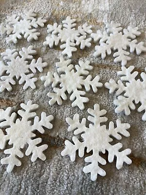 5pcs Felt Wool Handmade White Snowflake Christmas Tree Decoration Approx 9cm • £6.10