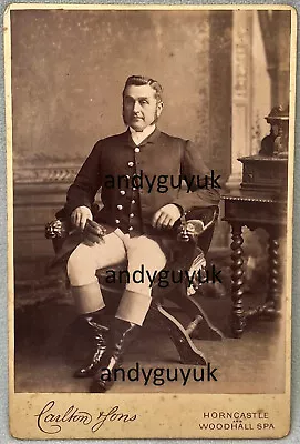 Cabinet Card Footman Hunting Man Hunter Livery Uniform Carlton Horncastle Photo • £22.95