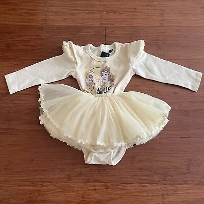 Rock Your Kid RYK Disney Belle Frill Long Sleeve Yellow Tutu Dress Size 0 VGUC • $35