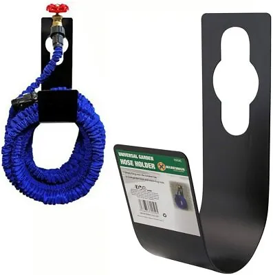 Metal Garden Hose Holder Organiser Tidy Mounted Rack Black Watering Pipe Hanger • £4.95