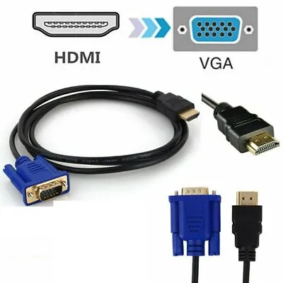 £4.75 • Buy 2M HDMI Male To VGA D-SUB Male Video Adapter Cable For Computer Monitor PC TV