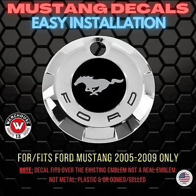 Ford Mustang 2005-2009 Overlay Decal/Skin Logo RUNNING PONY Blk/Grey REAR • $9.99