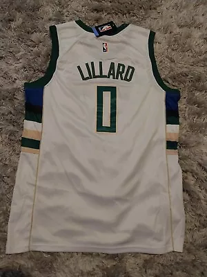 Basketball NBA Jersey Damian Lillard #0 Milwaukee Bucks White Size L • $35