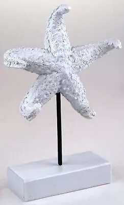 White Starfish 22cm Sculpture Ornament On Stand - Nautical Home Decor • £13.99