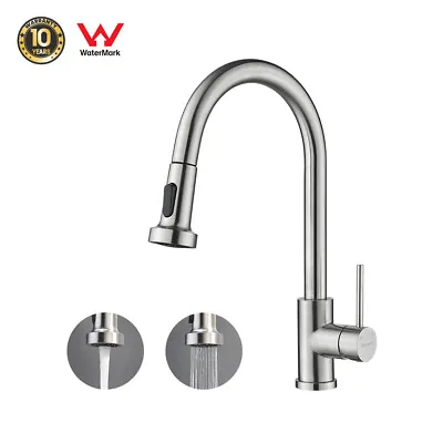 WELS Kitchen Mixer Tap 2-Mode Swivel Spout Pull Out Sink Faucet Brushed Nickel • $79.99