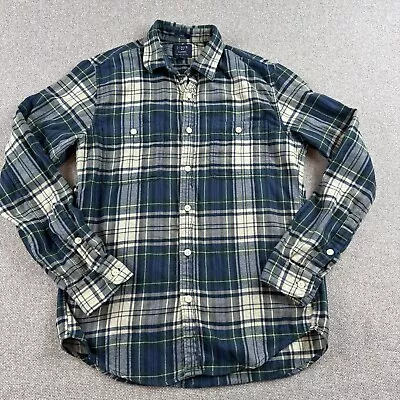 J Crew Flannel Shirt Mens Medium Slim Fit Green Plaid Button Down Long Sleeve M • $19.94