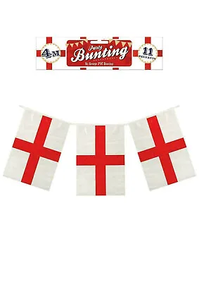 £2.99 • Buy 4m England Flag Bunting Football World Cup St Georges Day 11 Rectangular Flags