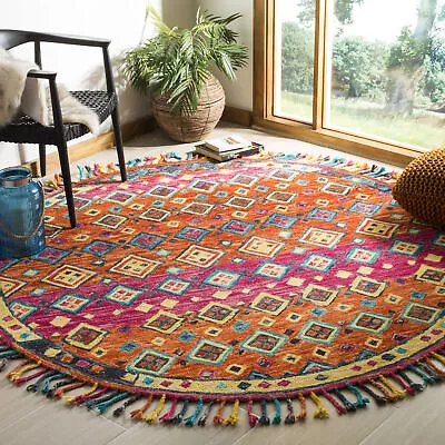 Safavieh Aspen ORANGE / FUCHSIA 7' X 7' Round Area Rug - APN138A-7R • $187