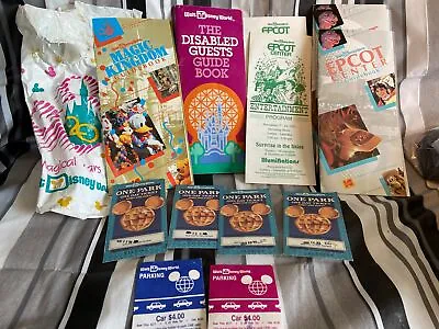 1991 Walt Disney World Theme Park Tickets Parking Magic Kingdom Epcot Brochures • $125