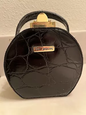 St John Embossed Black Vinyl Diminutive Size Handbag- • $55