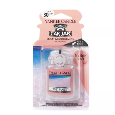 Yankee Candle Car Jar Air Freshener Freshner Fragrance Scent - PINK SANDS • £5.99