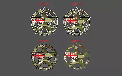 Australian Flag Army Star Camouflag Car Bonnet Motorbike Window Decals Sticker • $12.99