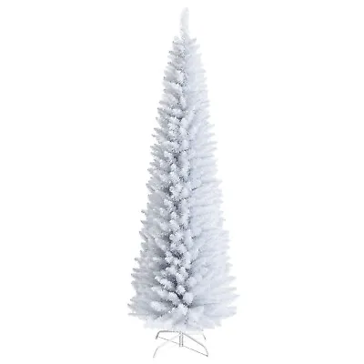 Costway 7ft Unlit Artificial Slim Christmas Pencil Tree W/ Metal Stand White • $45.99
