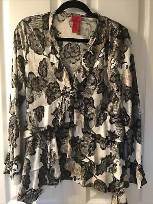 V Cristina Women’s Size L Top -black Gray Tan Cream • $10