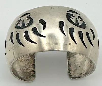 Native American Sterling Silver Bear Paw Cuff Bracelet 82.51g • £81.09
