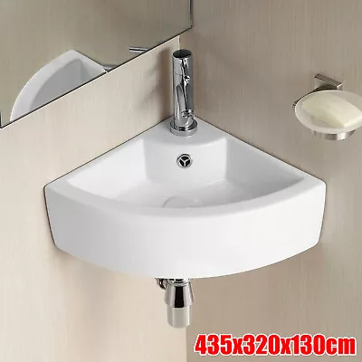 Small Quarter Corner Basin Sink Wall Mounted Cloakroom Bathroom Hand Wash Sink  • £29.90